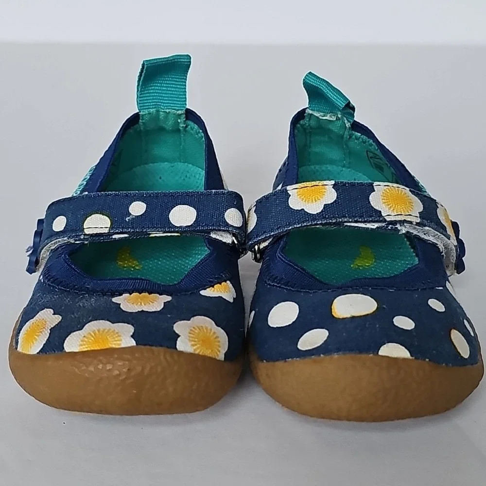 Toddler Chooze Mary Jane Shoes Navy Daisy Polka Dot Mismatched Flats Size 6